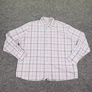 Peter Millar Button Down Shirt Mens XXL Plaid Long Sleeve‎ Pink Gray Blue Cotton